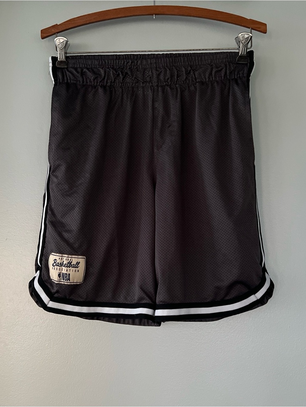 NBA Black Mesh Basketball Shorts with White Trim Y2K Rare